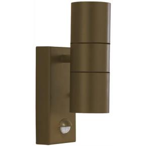 Metro LED 2 Light Outdoor Wall Light - Rust Brown & Glass