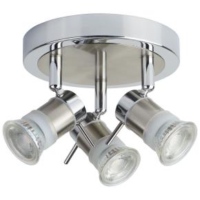 Aries 3 Light LED Round Spotlight- Chrome, Satin Silver, IP44