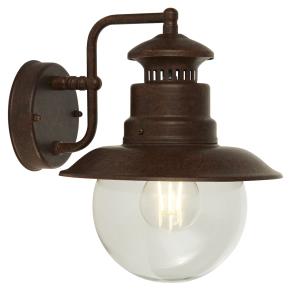 Station Outdoor Wall Light- Rustic Brown & Clear Glass