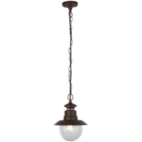 Station Outdoor Pendant - Rustic Brown & Clear Glass, IP44