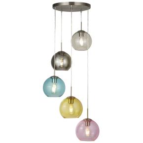 Mardi Gras 5 Light Multi-Drop - Multi Coloured Glass Shades