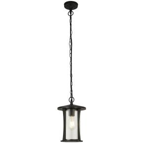 Pagoda Outdoor Pendant - Black Metal With Clear Glass IP44