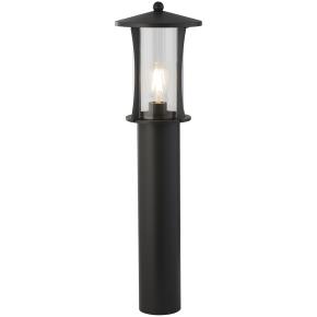 Pagoda 730mm Outdoor Post - Black Metal & Clear Glass IP44