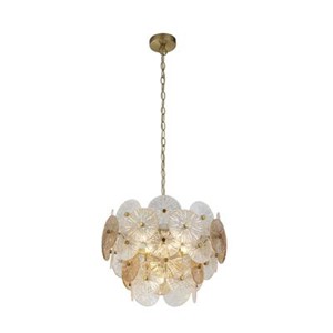 Searchlight 88210-5BZ Wagon Wheel 5 Light Pendant Bronze Metal, Clear, Amber Glass Discs