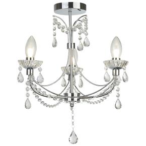 Autumn 3 Light Bathroom Chandelier- Chrome & Crystal IP44