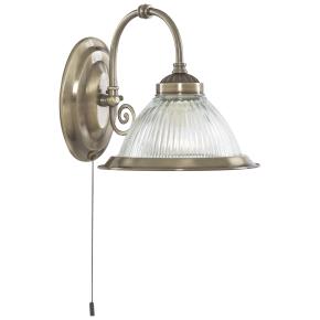 American Diner Wall Light - Antique Brass & Clear Glass