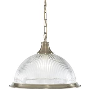 American Diner Ceiling Pendant - Antique Brass & Glass