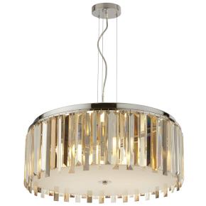 Clarissa 5 Light Drum Pendant Light - Chrome & Glass Prisms