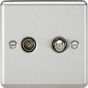 Knightsbridge CL014BC TV & SAT TV Outlet (isolated) - Brushed Chrome