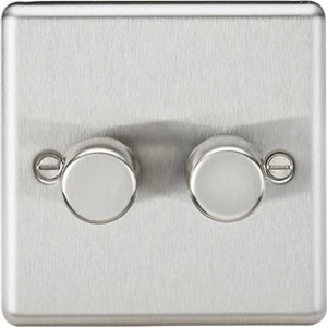 Knightsbridge CL2182BC 2G 2 way 10-200W (5-150W LED) trailing edge dimmer - Brushed Chrome