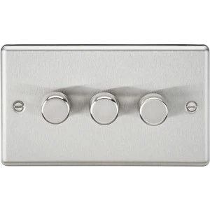 Knightsbridge CL2183BC 3G 2 way 10-200W (5-150W LED) trailing edge dimmer - Brushed Chrome