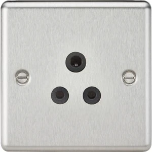 Knightsbridge CL5ABC 5A Unswitched Socket - Brushed Chrome Finish with Black Insert